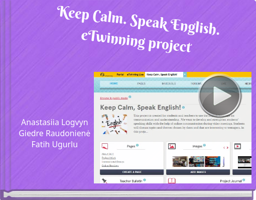 Book titled 'Keep Calm. Speak English.eTwinning project'